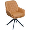 ARMLEHNSTUHL  in Echtleder naturbelassen  - Cognac/Schwarz, Design, Leder/Metall (59,5/87,5/69cm) - Moderano