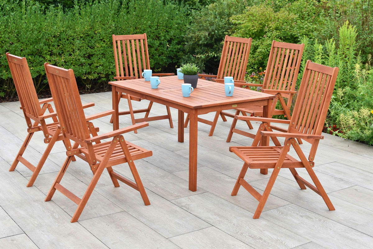 GARTENTISCHGRUPPE EukalyptusholzHartholz  - Eukalyptusholzfarben, KONVENTIONELL, Holz - Gardenson