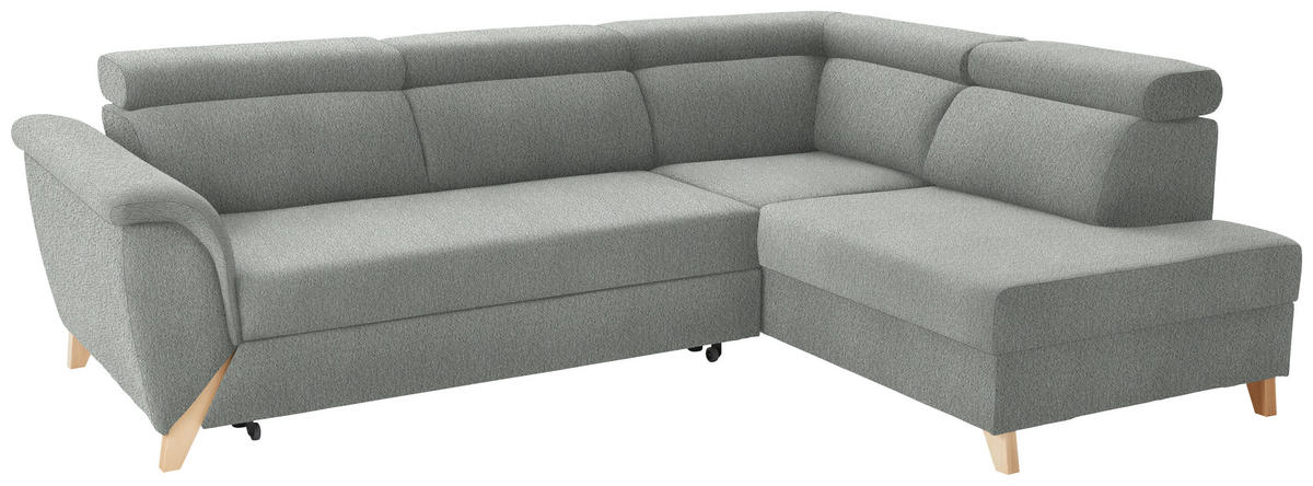 ECKSOFA in Struktur Grau  265/200 cm  - Naturfarben/Grau, KONVENTIONELL, Holz/Textil (265/200cm) - Stylife