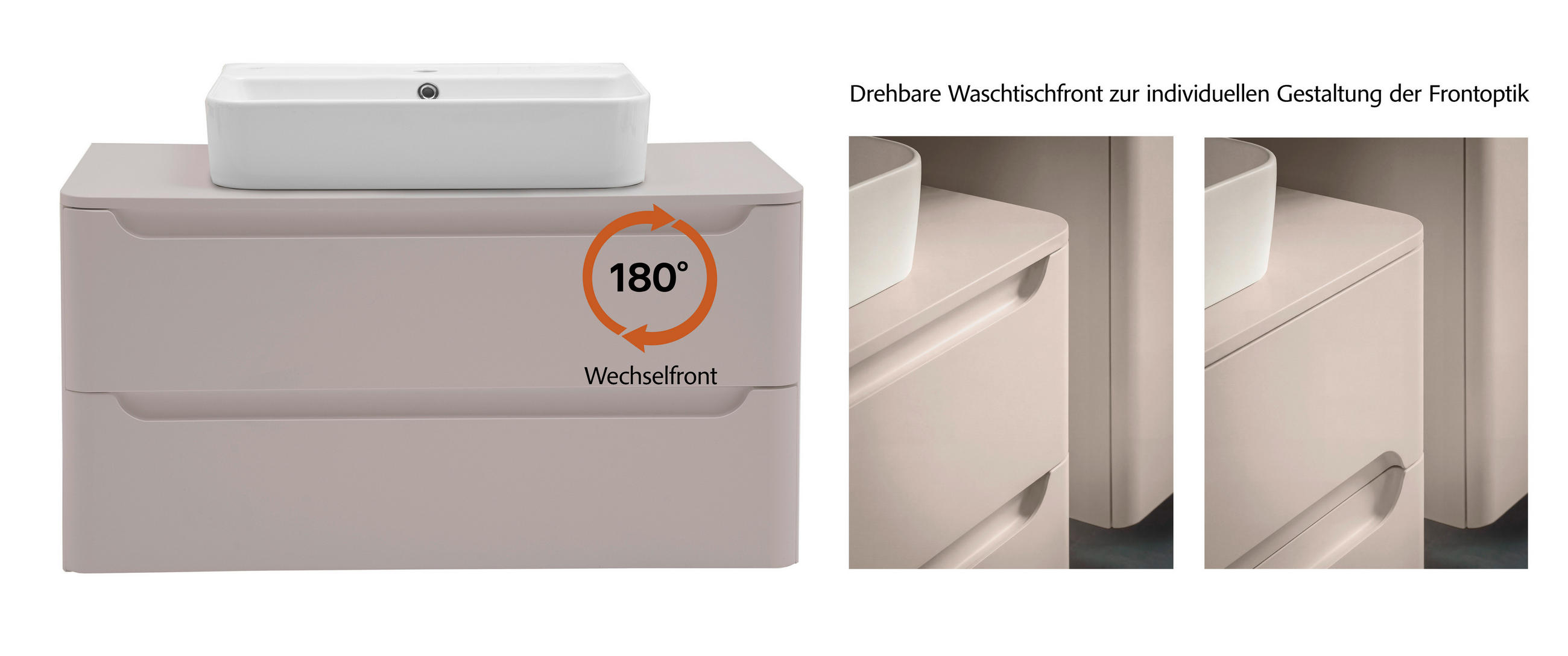 Thumbnail - Xora Waschtischkombi Ocean, Weiß, Kaschmir, Holzwerkstoff, 2 Schublade(n) Schubladen, 101 cm, Made in Germany, hängend, ...