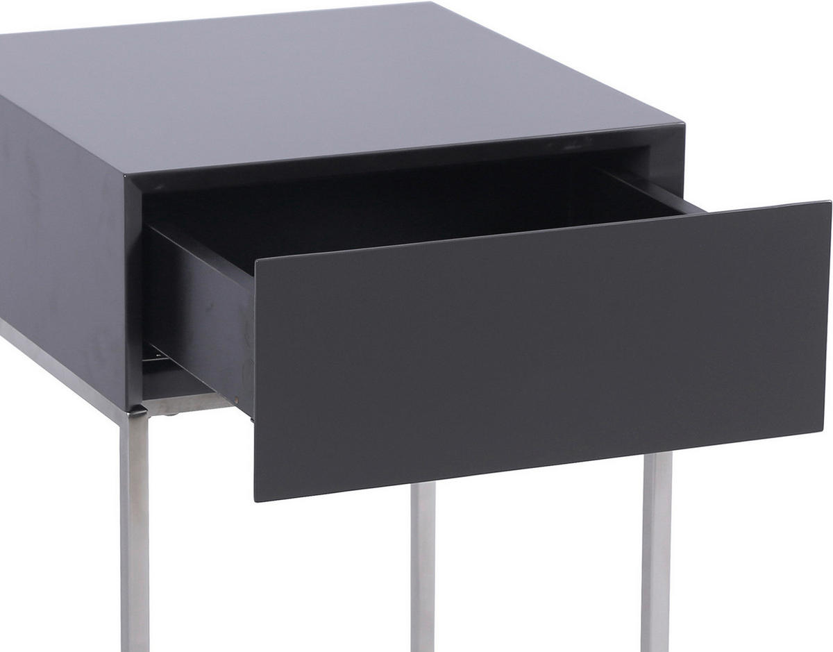 NACHTKÄSTCHEN 40/62/40 cm  in Anthrazit, Silberfarben  - Anthrazit/Silberfarben, Basics, Holzwerkstoff/Metall (40/62/40cm) - Xora
