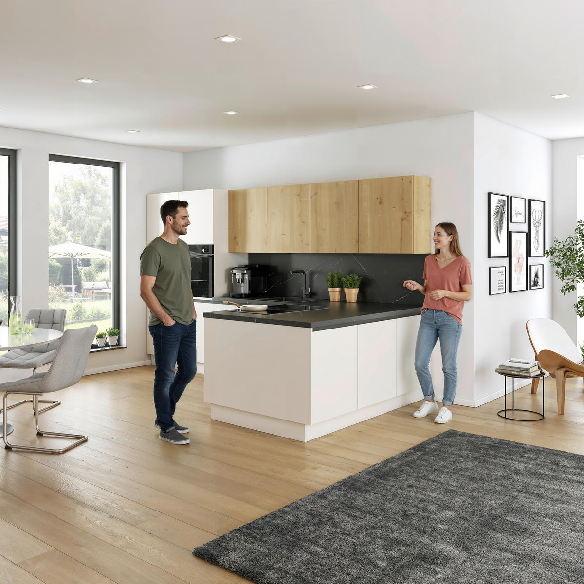 EINBAUKÜCHE   - Weiß, Design, Holzwerkstoff - EWE