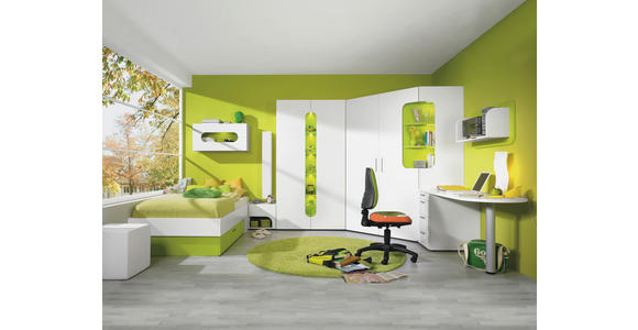 JUGENDZIMMER - Weiß/Grün, Design, Holzwerkstoff - Venda