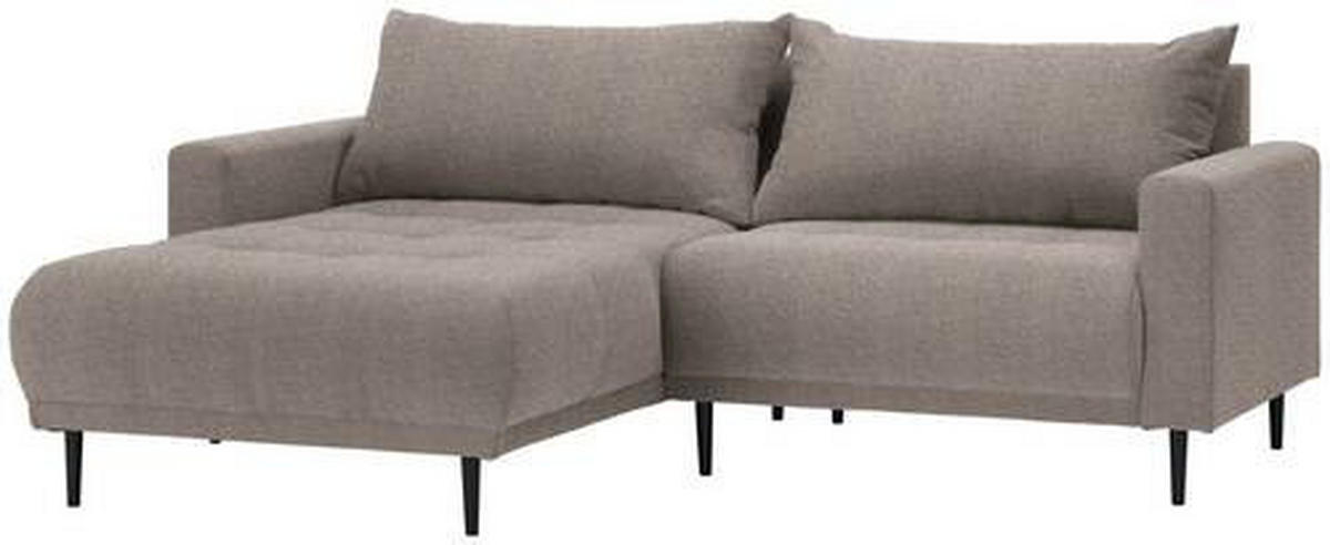 ECKSOFA Graubraun Webstoff  - Graubraun/Schwarz, Design, Holz/Textil (160/215cm) - Stylife