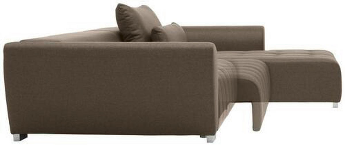 ECKSOFA in Webstoff Braun, Grau  - Silberfarben/Braun, Design, Kunststoff/Textil (304/218cm) - Carryhome