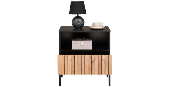 NACHTSCHRANK 51,6/56/38 cm  - Eiche Wotan/Schwarz, KONVENTIONELL, Holzwerkstoff (51,6/56/38cm) - Xora