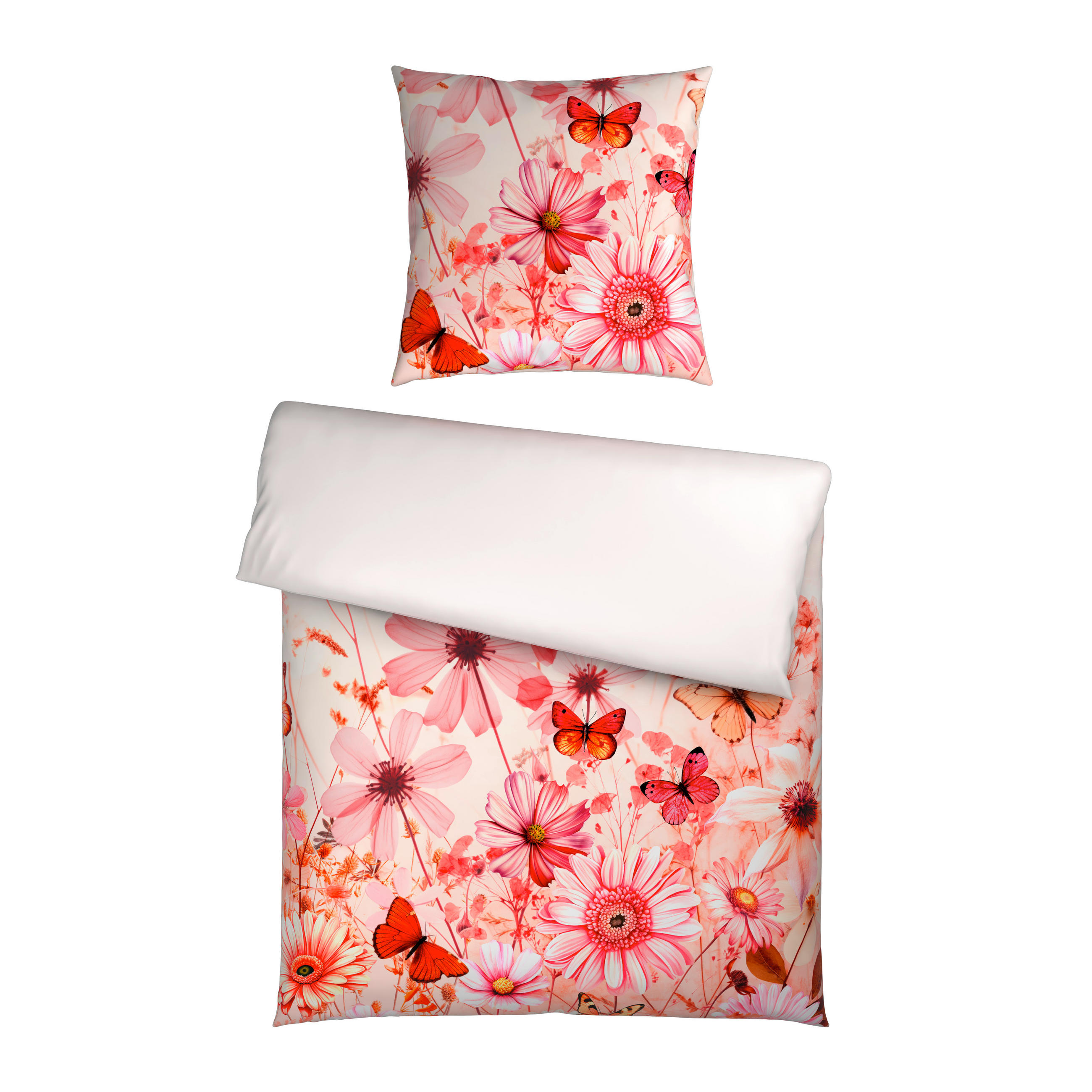 WENDEBETTWÄSCHE Satin 135/200 cm  - Rosa/Weiß, Textil (135/200cm) - Esposa