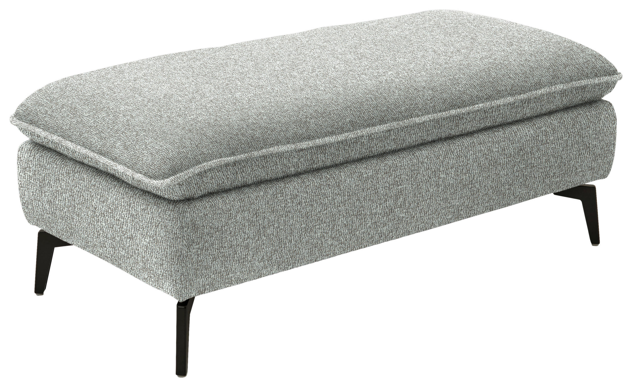 HOCKER in Textil Hellgrau  - Hellgrau/Schwarz, Design, Textil/Metall (130/46/65cm) - Valdera