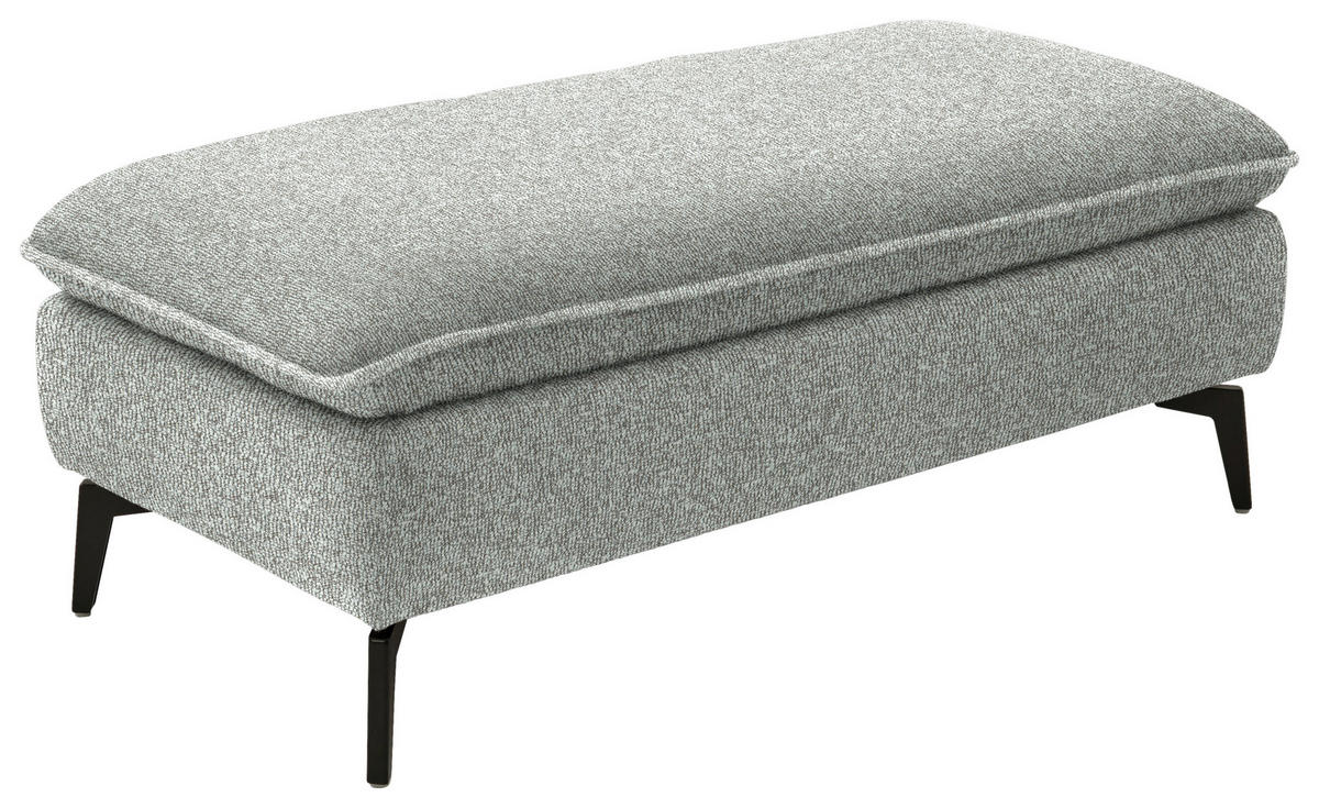 HOCKER in Textil Hellgrau  - Hellgrau/Schwarz, Design, Textil/Metall (130/46/65cm) - Valdera