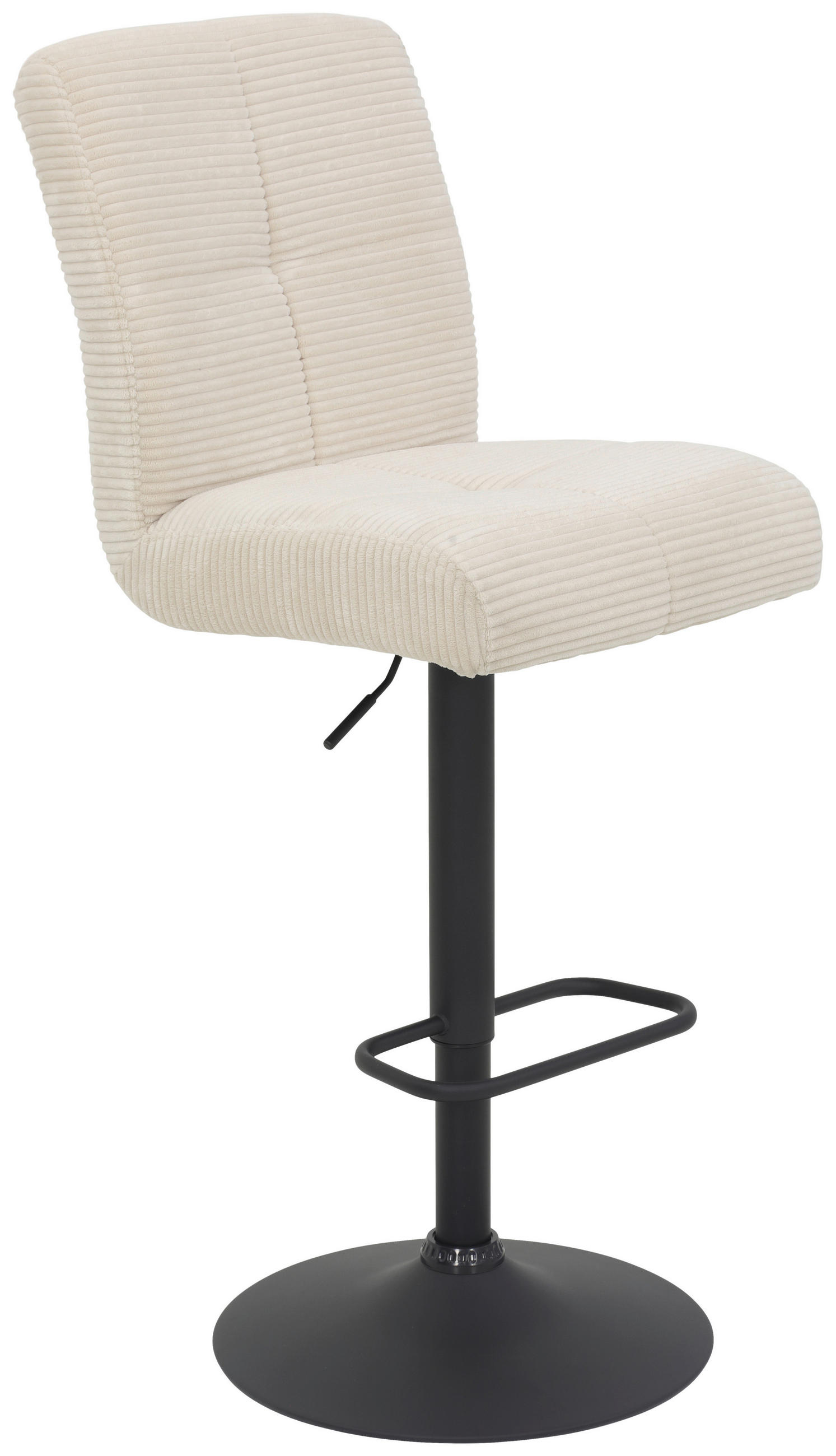 BARHOCKER Cord, Mikrofaser Schwarz, Beige Stahl Sitzfläche 360° drehbar  - Beige/Schwarz, Design, Textil/Metall (44/102-124/57cm) - Boxxx