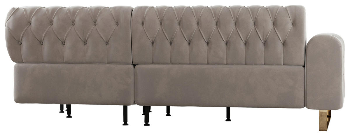 ECKSOFA  in Velours Beige  264/264 cm  - Beige/Goldfarben, KONVENTIONELL, Textil/Metall (264/264cm) - Carryhome