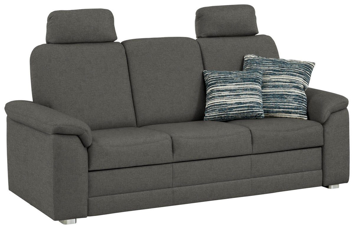 3-SITZER-SOFA Chenille Grau  - Alufarben/Grau, Konventionell, Textil/Metall (208/96/89cm) - Beldomo Comfort
