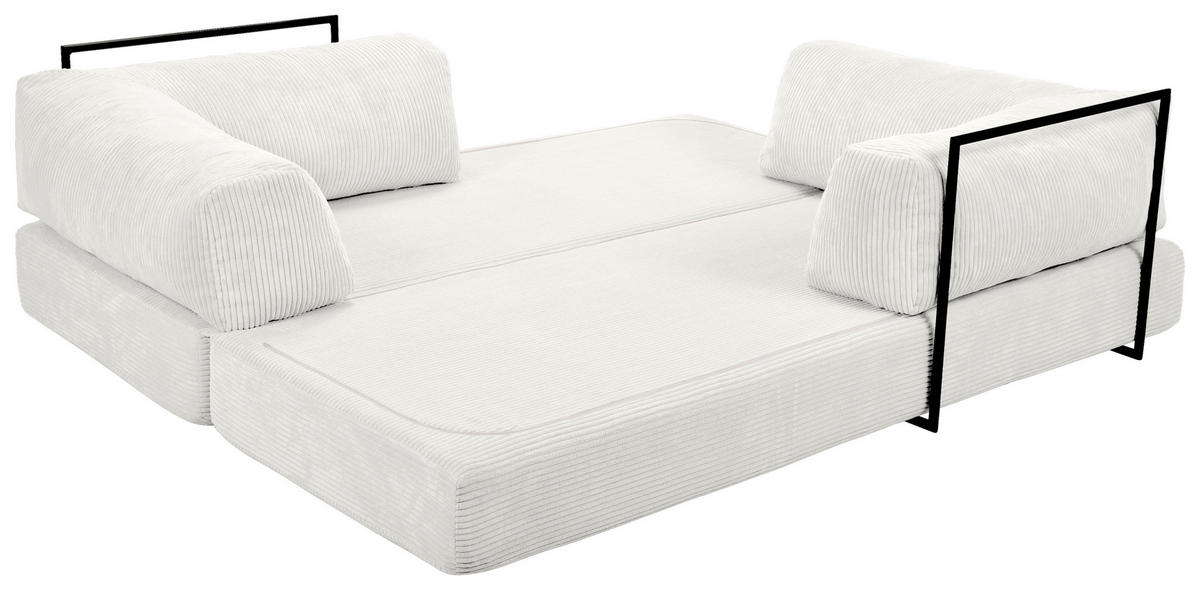 SCHLAFSOFA Cord Creme  - Creme, KONVENTIONELL, Textil/Metall (200/77/80cm) - Carryhome