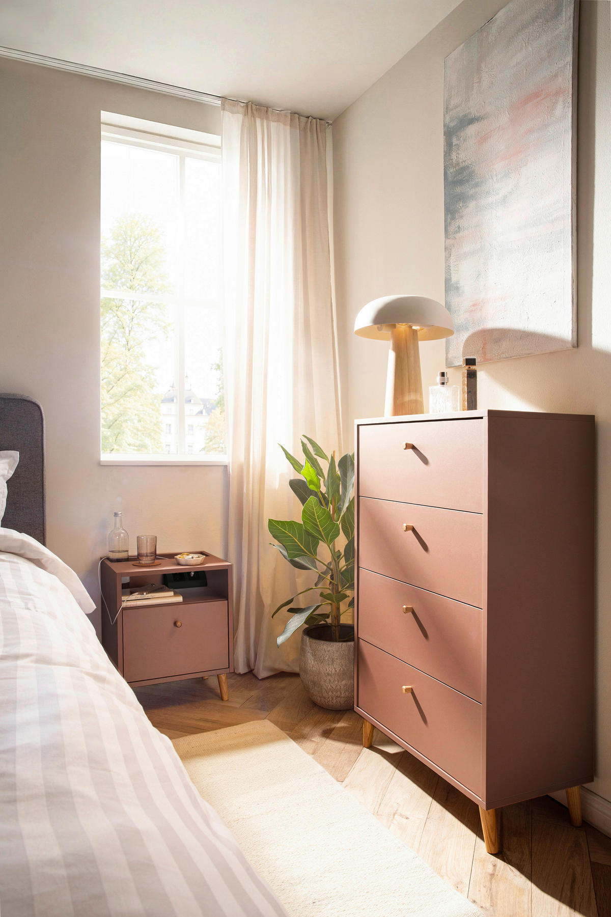 KOMMODE , 60,1/101,3/33 cm, 4 Schublade(n)  - Mauve, Design, Holz/Holzwerkstoff (60,1/101,3/33cm) - MID.YOU