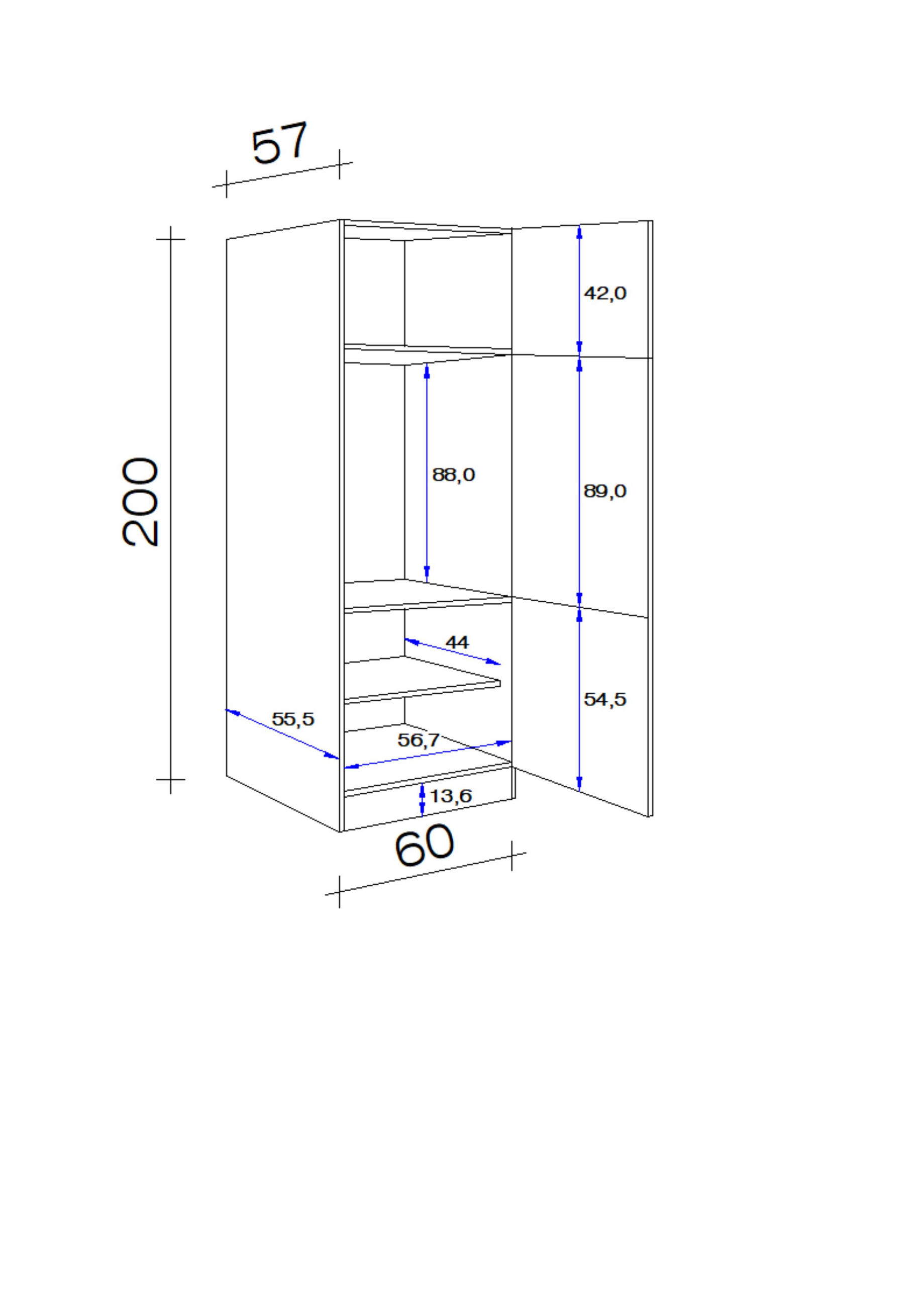 Thumbnail - FlexWell Geräteumbauschrank, Eiche Artisan, Schilfgrün, Metall, 3 Fächer, 60x200x57 cm, Made in Germany, individuell pla...
