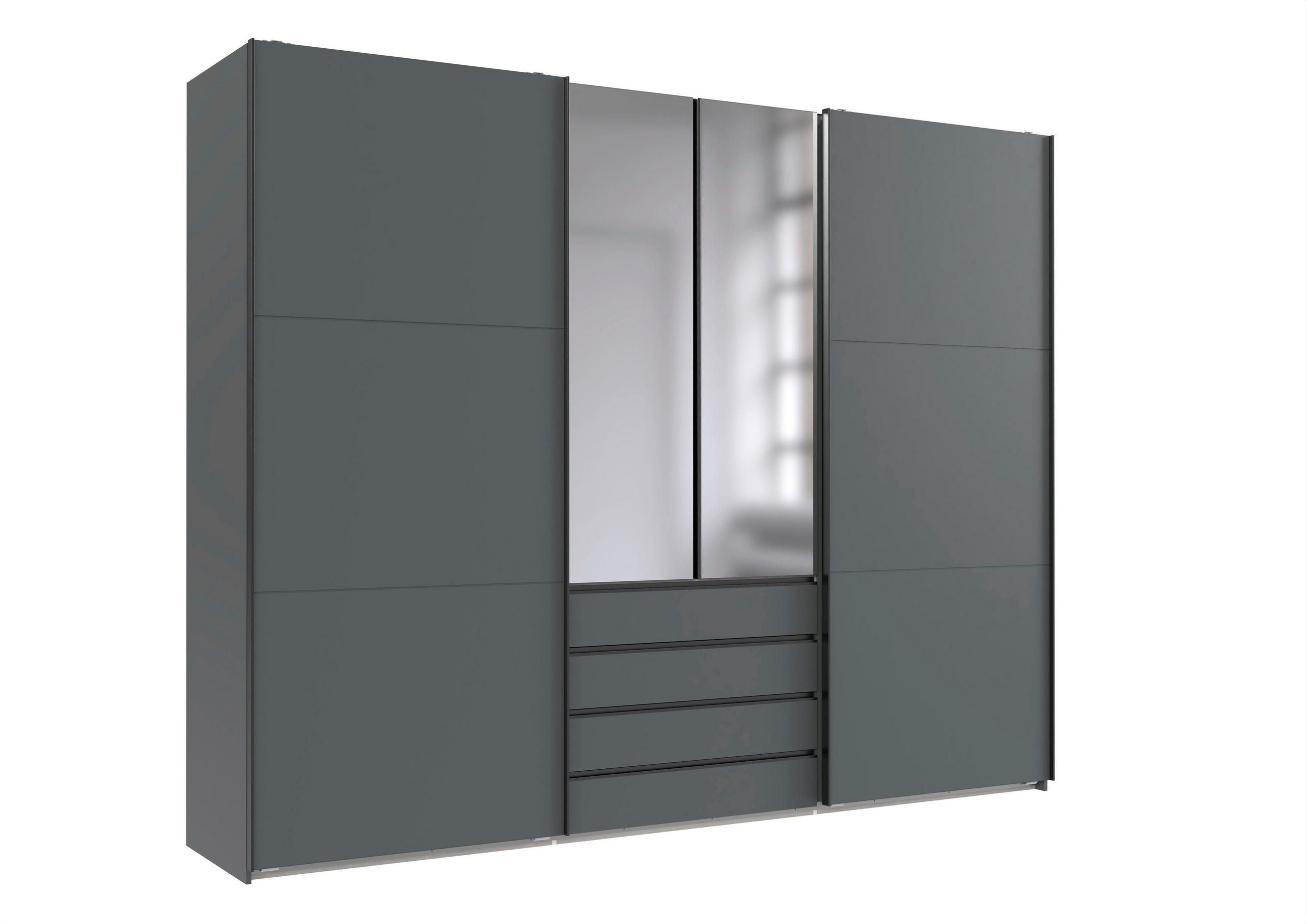 SCHWEBETÜRENSCHRANK  in Silberfarben, Weiß  - Chromfarben/Silberfarben, MODERN, Holzwerkstoff/Metall (300/236/65cm) - P & B