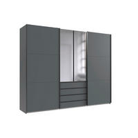SCHWEBETÜRENSCHRANK  in Silberfarben, Weiß  - Chromfarben/Silberfarben, MODERN, Holzwerkstoff/Metall (300/236/65cm) - P & B