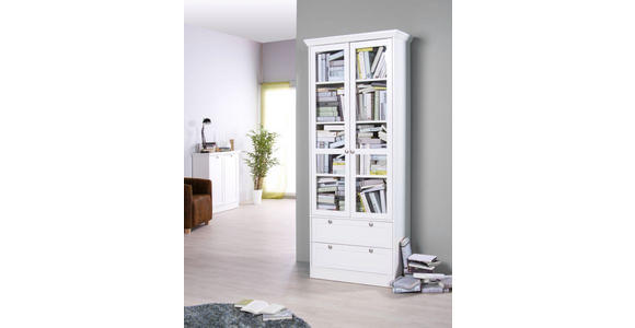 VITRINE in Weiß - Schwarz/Weiß, Basics, Holzwerkstoff/Metall (80/200/45cm) - Carryhome