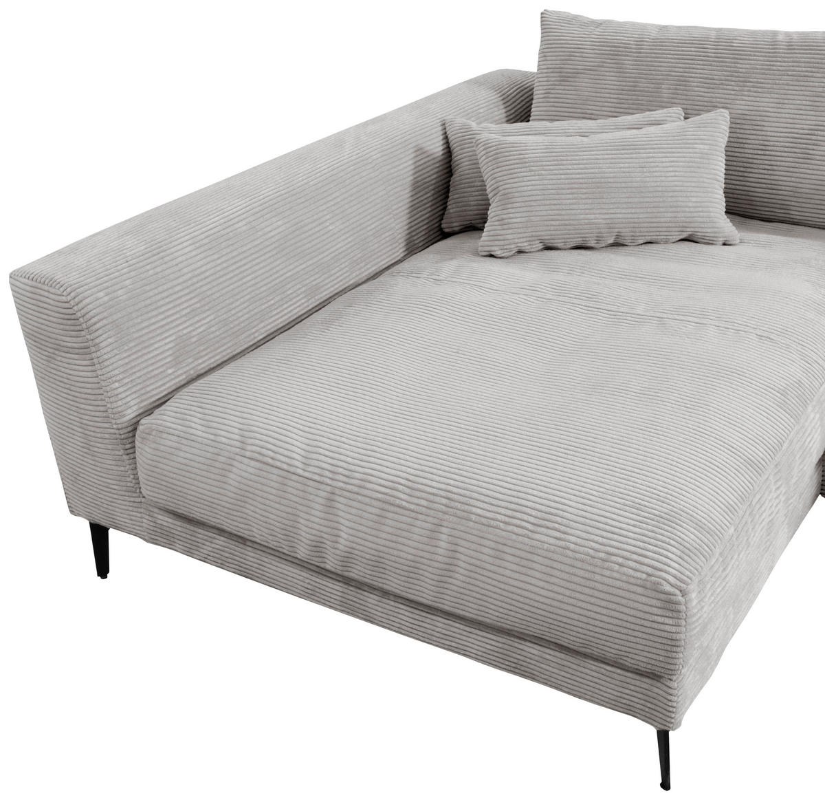 ECKSOFA in Cord Hellgrau  - Hellgrau/Schwarz, Design, Textil/Metall (172/313cm) - Livetastic