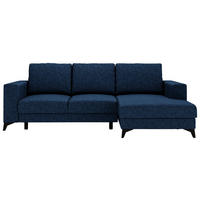 ECKSOFA in Flachgewebe Blau  - Blau/Schwarz, Design, Textil/Metall (244/156cm) - Livetastic