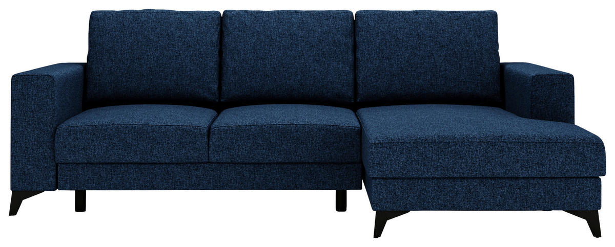 ECKSOFA in Flachgewebe Blau  - Blau/Schwarz, Design, Textil/Metall (244/156cm) - Livetastic