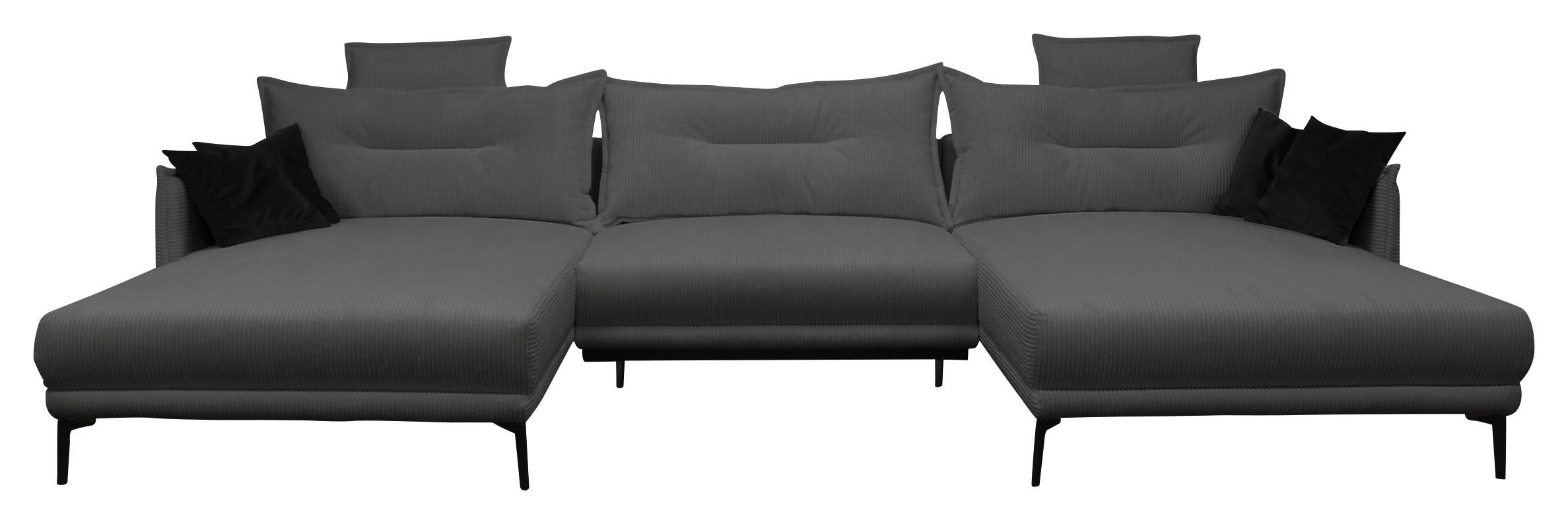 WOHNLANDSCHAFT NUOVO U Dunkelgrau Cord  - Dunkelgrau/Schwarz, Design, Textil/Metall (194/360/194cm) - MID.YOU