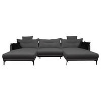 WOHNLANDSCHAFT NUOVO U Dunkelgrau Cord  - Dunkelgrau/Schwarz, Design, Textil/Metall (194/360/194cm) - MID.YOU
