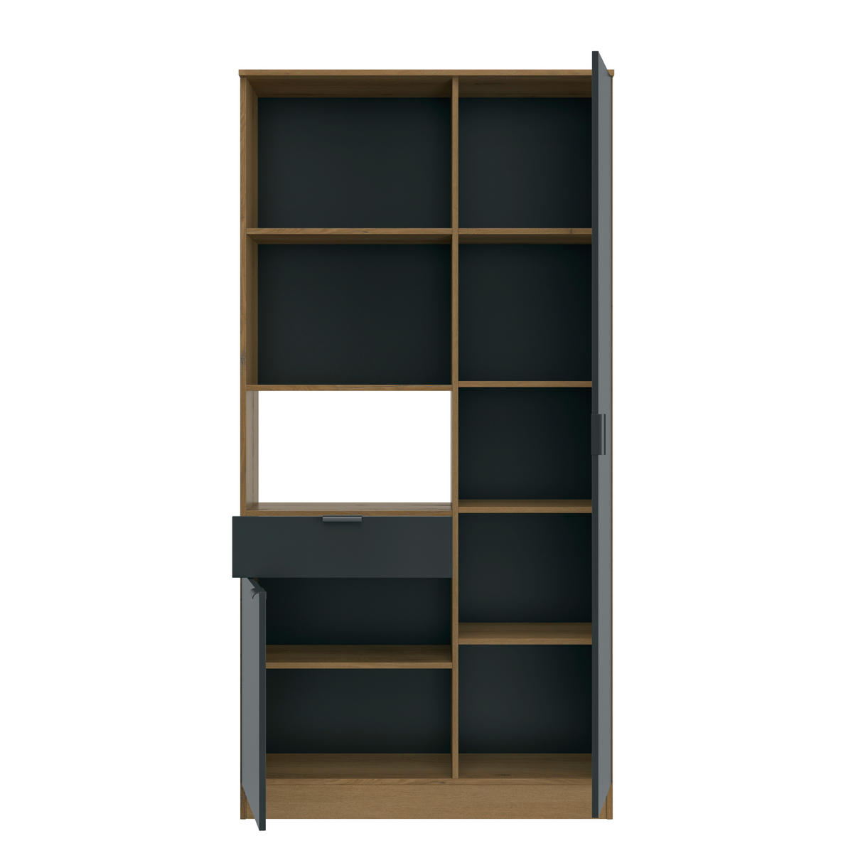 BUFFET 100/200/41 cm  in Schwarz, Eichefarben  - Eichefarben/Schwarz, Basics, Holzwerkstoff/Metall (100/200/41cm) - MID.YOU