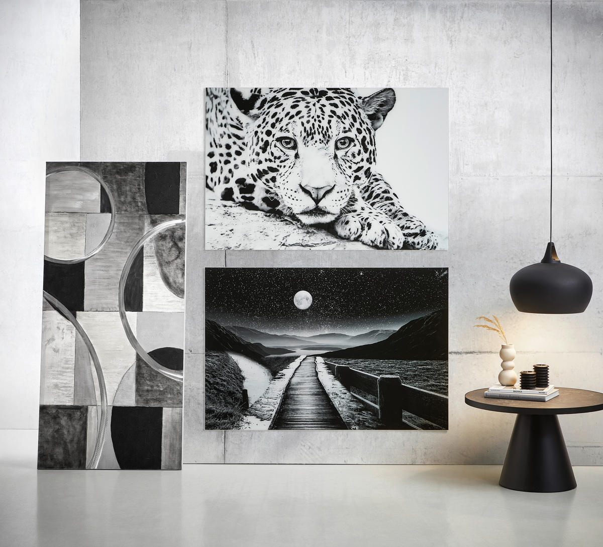 GLASBILD Tiere 120/80 cm  - Schwarz/Weiß, Basics, Glas (120/80cm) - Monee
