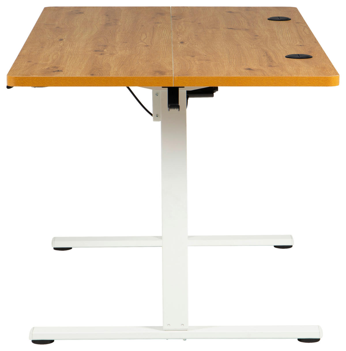 SCHREIBTISCH 160/80/72/118 cm Weiss, Eichefarben höhenverstellbar elektrisch höhenverstellbar  - Weiss/Eichefarben, Modern, Holzwerkstoff/Metall (160/80/72/118cm) - Livetastic