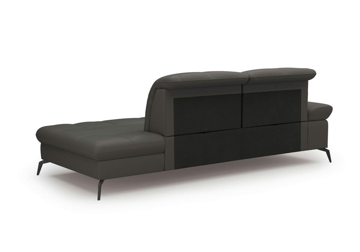 RÉCAMIERE in Vliesstoff Kombination Echtleder/Stoff Mokka  - Schwarz/Mokka, Konventionell, Leder/Textil (231/90/122cm) - Sit & More