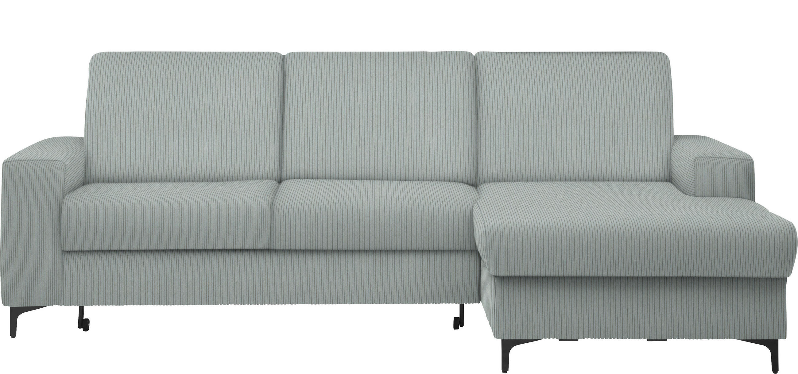 ECKSOFA Hellgrau Cord  - Hellgrau/Schwarz, KONVENTIONELL, Textil/Metall (247/167cm) - Stylife
