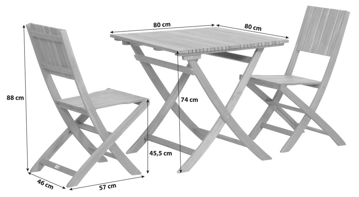 BALKONSET  3-teilig  - Akaziefarben, KONVENTIONELL, Holz - Siena Garden