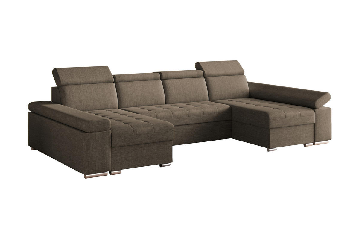 WOHNLANDSCHAFT TORONTO U Braun Webstoff  - Silberfarben/Braun, Design, Textil (168/330/168cm) - MID.YOU