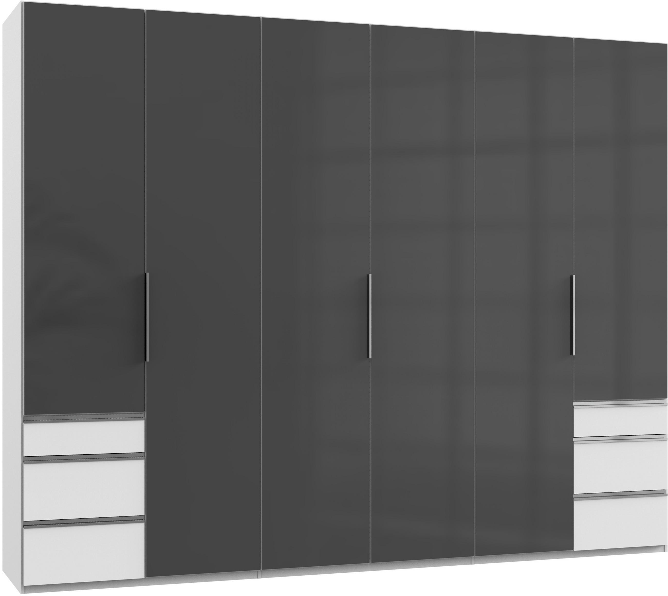 DREHTÜRENSCHRANK 300/236/58 cm 6-türig Grau, Weiß  - Chromfarben/Weiß, MODERN, Glas/Holzwerkstoff (300/236/58cm) - MID.YOU