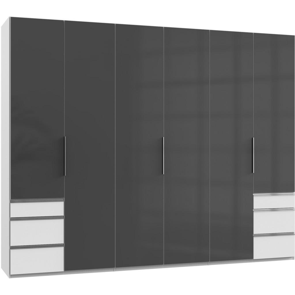 Drehtürenschrank 300 cm Level Grau/Weiß
