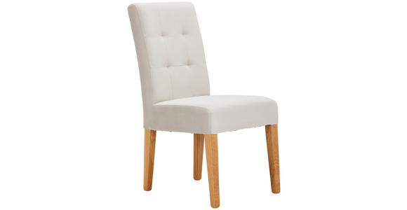 STUHL Samt Beige, Eichefarben Eiche massiv  - Eichefarben/Beige, LIFESTYLE, Holz/Textil (42/95/57cm) - Carryhome