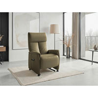 RELAXSESSEL TV CREMONA COMFORT E S1 Echtleder Kopfteilverstellung, Fußteilverstellung, Rücken echt    - Schwarz/Olivgrün, Basics, Leder/Kunststoff (76/110/84cm) - Sit & More