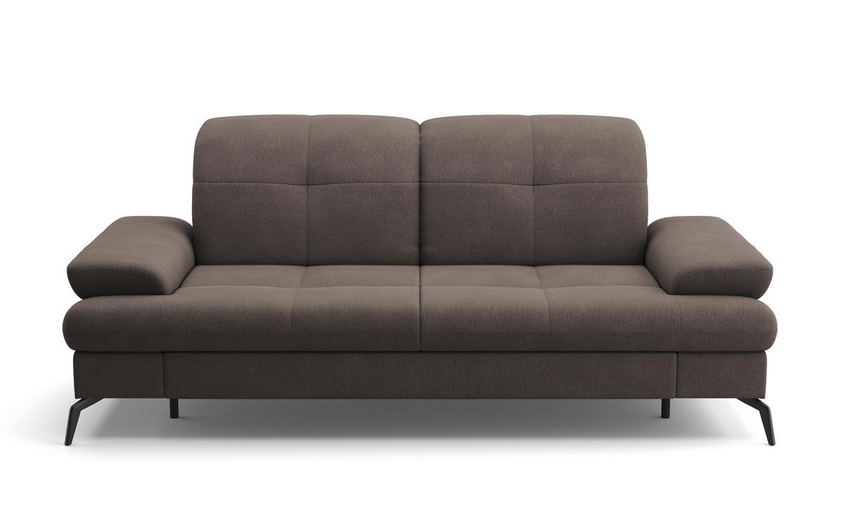2,5-SITZER in Flachgewebe Graphitfarben  - Schwarz/Graphitfarben, Konventionell, Textil/Metall (202/90/122cm) - Sit & More