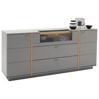 SIDEBOARD 196/87/44 cm  in Grau, Eichefarben  - Eichefarben/Grau, Design, Glas/Holzwerkstoff (196/87/44cm) - MID.YOU