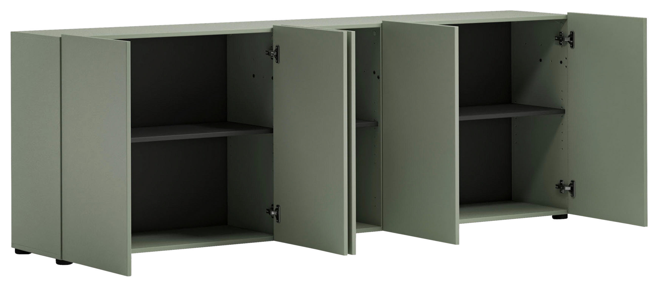 SIDEBOARD  in 225/79/38 cm  - Schwarz/Grün, Design, Holzwerkstoff/Kunststoff (225/79/38cm) - home24