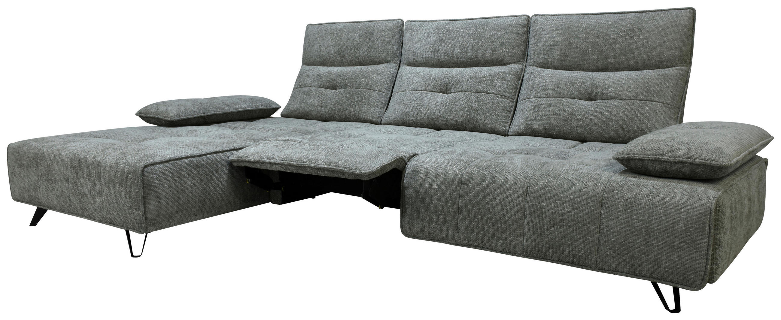 ECKSOFA Grau Chenille  - Schwarz/Grau, Design, Kunststoff/Textil (162/314cm) - Livetastic