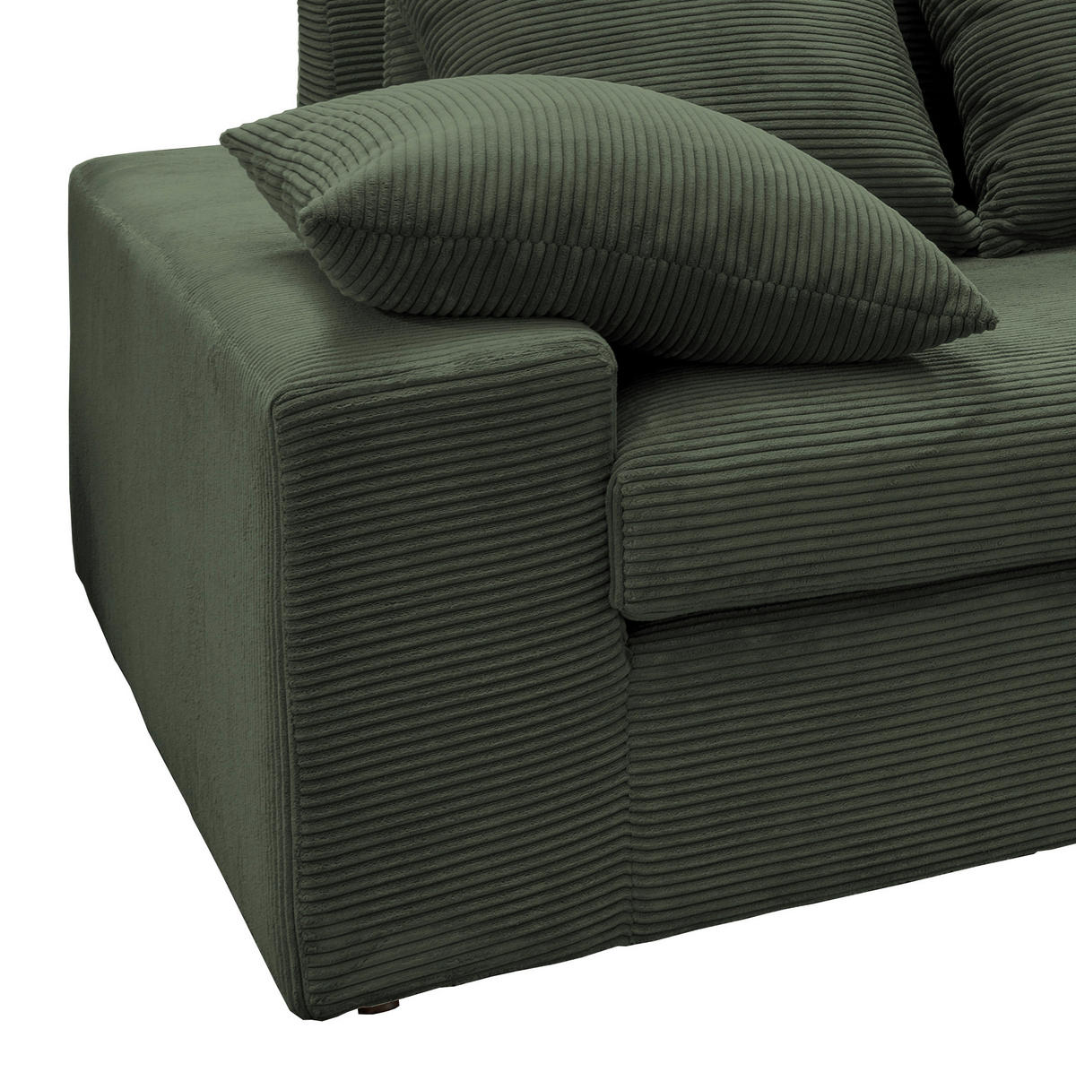 VIERSITZER-SOFA in Cord Grün  - Schwarz/Grün, Modern, Kunststoff/Textil (308/80/140cm) - Livetastic