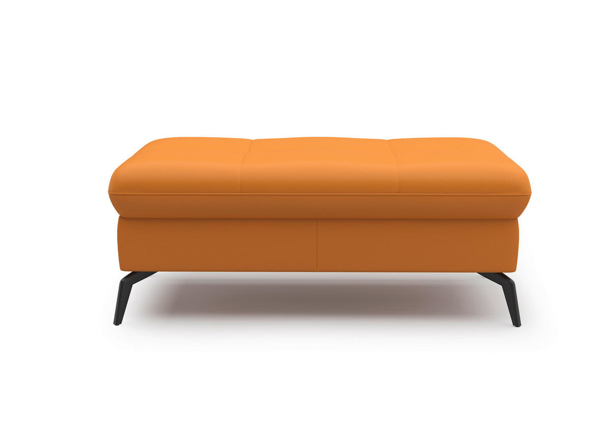 HOCKER in Leder Currygelb  - Currygelb/Schwarz, Konventionell, Leder/Metall (102/47/69cm) - Sit & More