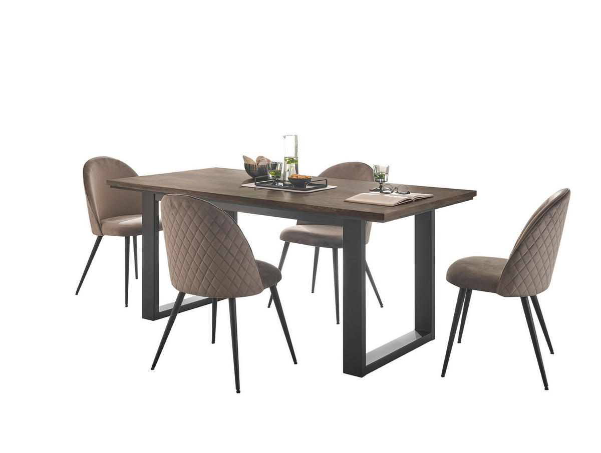 ESSTISCH rechteckig Eichefarben  - Eichefarben/Schwarz, Design, Holzwerkstoff/Metall (160/77/81cm) - MID.YOU