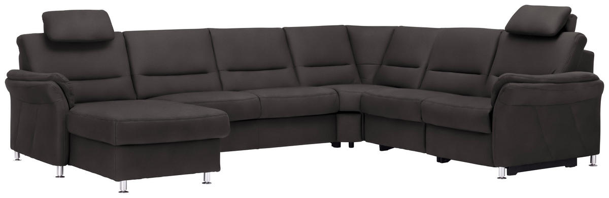 WOHNLANDSCHAFT in Mikrofaser Anthrazit  - Anthrazit/Alufarben, KONVENTIONELL, Textil/Metall (173/330/262cm) - Beldomo System