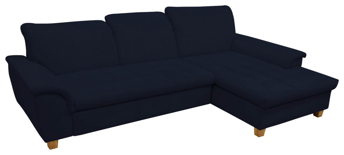 ECKSOFA Dunkelblau Mikrofaser  - Eichefarben/Dunkelblau, KONVENTIONELL, Holz/Textil (281/170cm) - MID.YOU