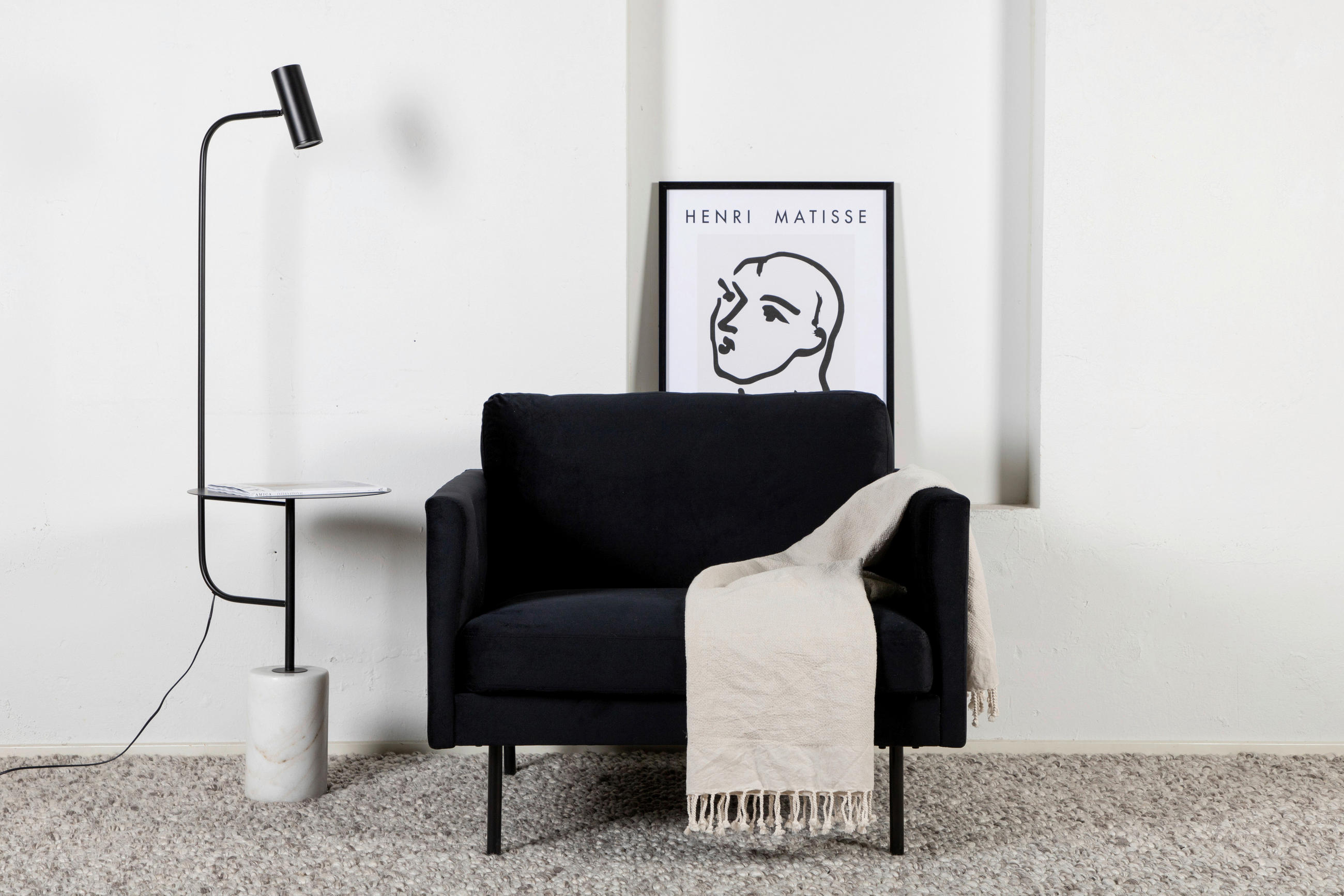 FÅTÖLJ i metall, textil svart  - svart, Design, metall/textil (95/80/84cm) - Livetastic