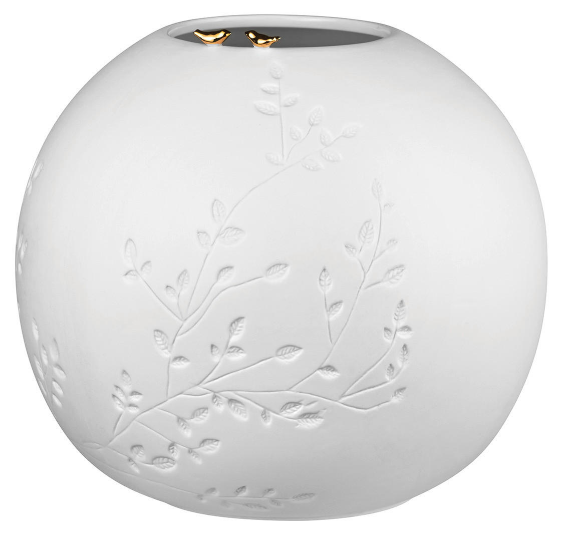 VASE  - Weiss/Goldfarben, Basics, Keramik (25/22,5cm) - Räder