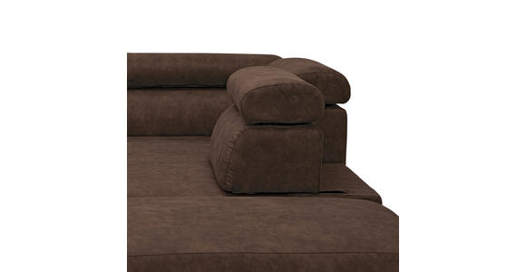 ECKSOFA Dunkelbraun Lederlook  - Dunkelbraun/Schwarz, Design, Kunststoff/Textil (263/230cm) - Hom`in